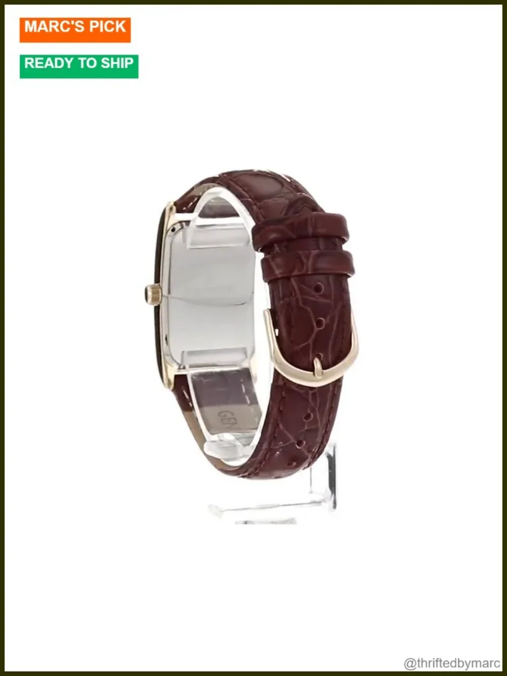 Vintage Classic Wrist Watch - Curved Stainless Steel Case with Genuine